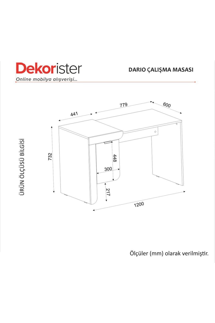 Dekorister Dario Çalışma Masası Sepet - Beyaz