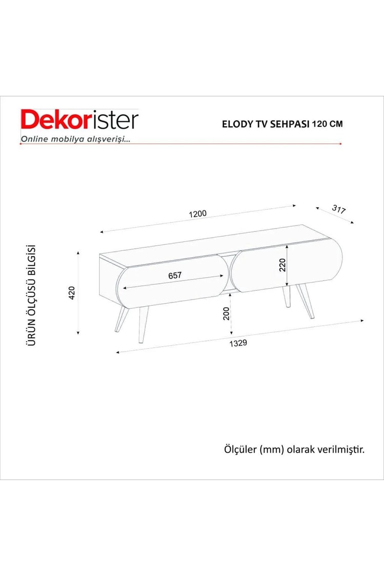 Dekorister Elody Tv Ünitesi 120 cm Beyaz - Sepet
