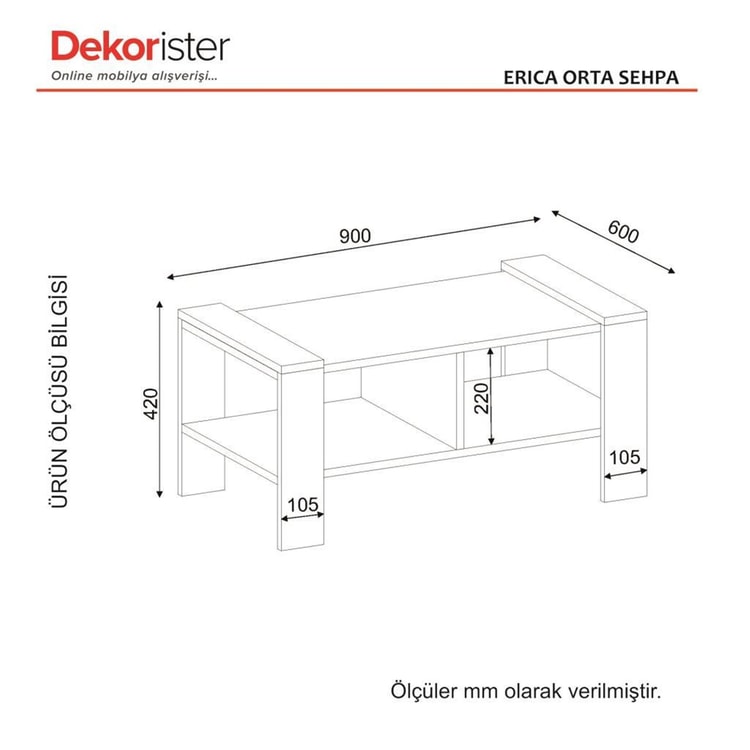 Dekorister Erica Orta Sehpa BeyazCeviz