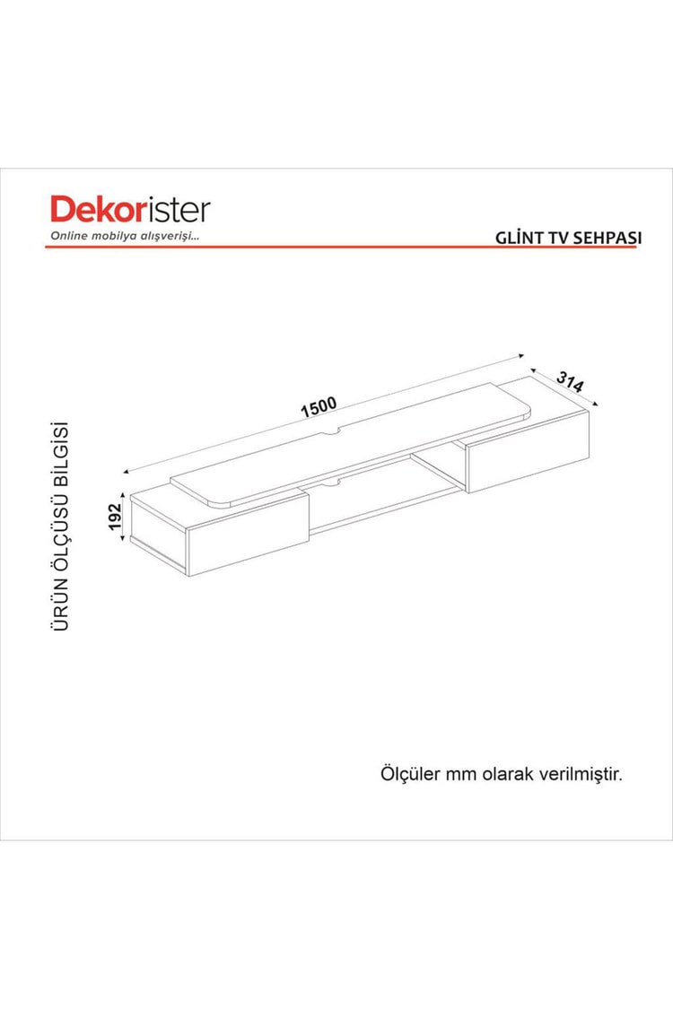 Dekorister Glint Tv Sehpası Antrasit - Rota 150 cm
