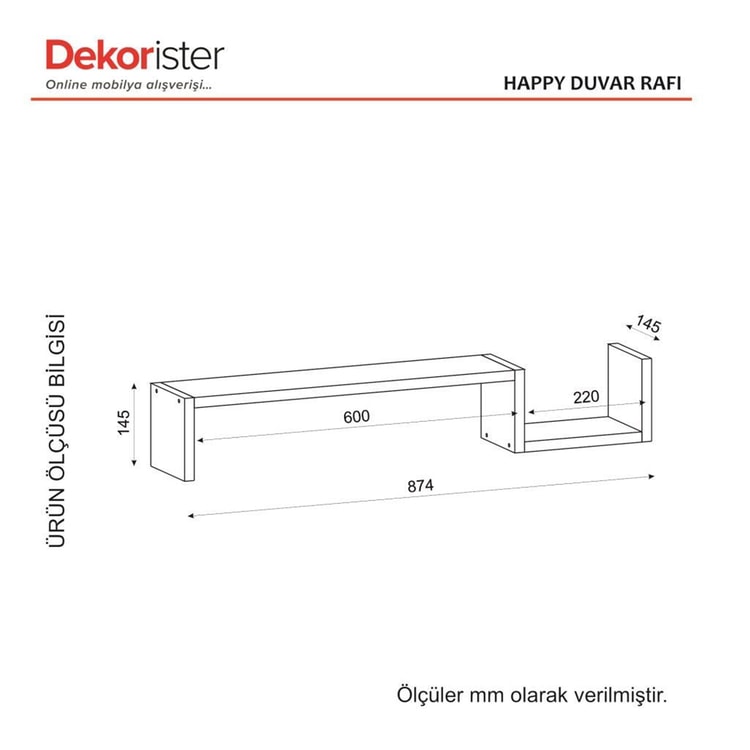 Dekorister Happy Duvar Rafı Beyaz