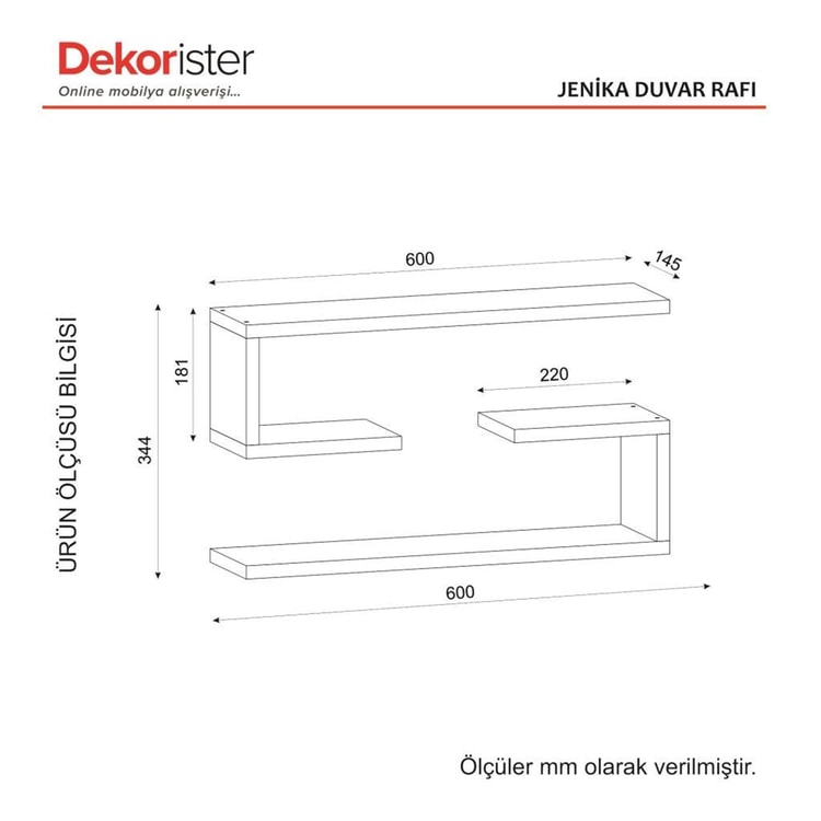 Dekorister Jenika Duvar Rafı Beyaz