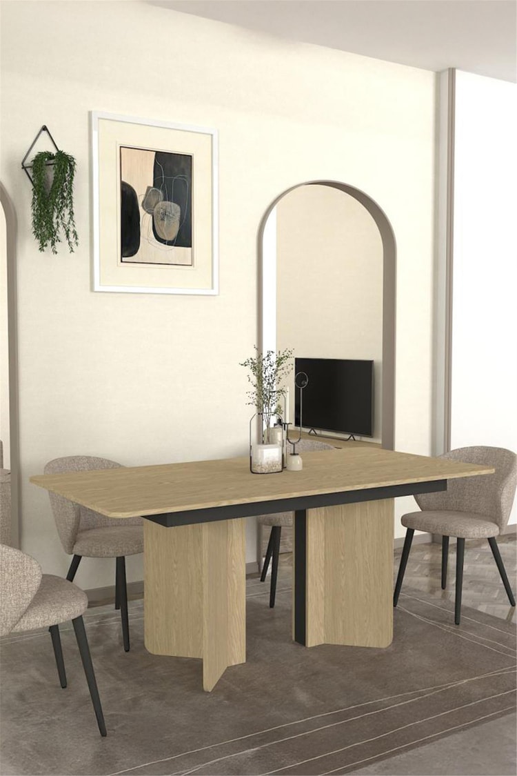 Dekorister Lava Yemek Masası Rota - Antrasit 180cm