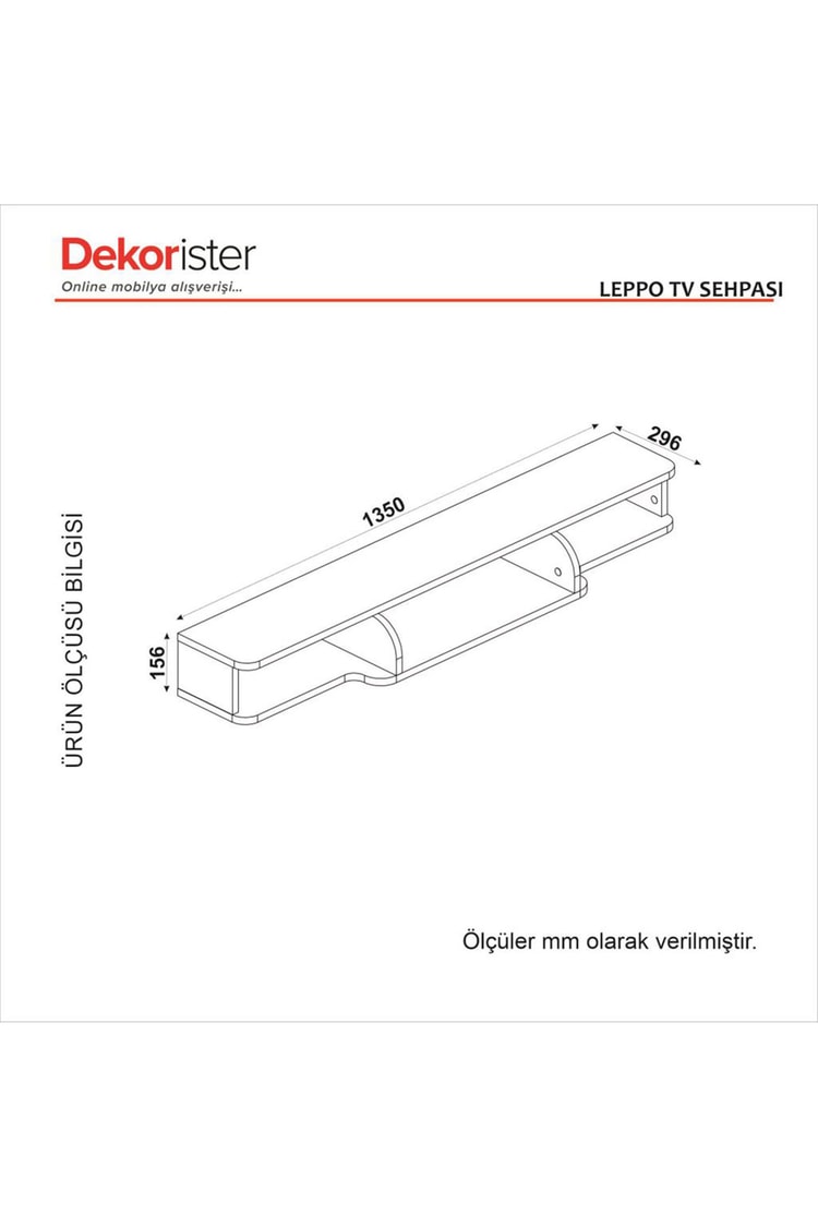 Dekorister Leppo Tv Sehpası Beyaz 135 cm