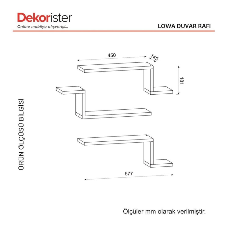 Dekorister Lowa Duvar Rafı Beyaz
