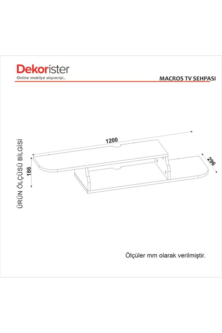Dekorister Macros Tv Sehpası Beyaz 120 cm