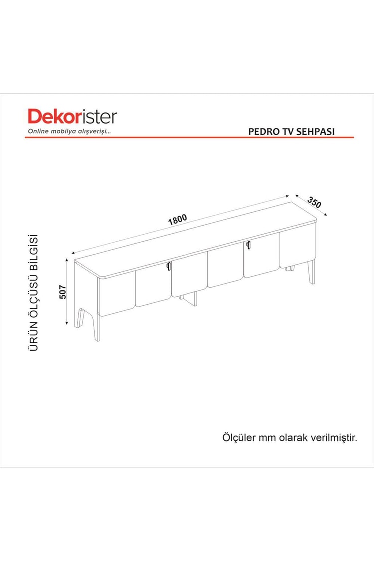 Dekorister Pedro Tv Sehpası Antrasit - Rota 180cm