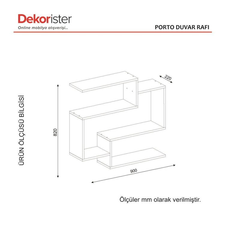 Dekorister Porto Duvar Rafı Beyaz