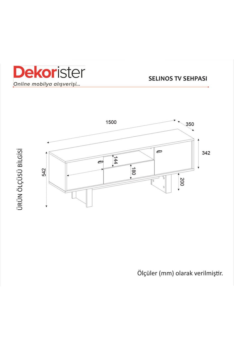 Dekorister Selinos Tv Sehpası Kumtaşı - Rota 150cm