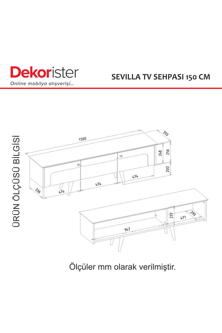 Dekorister Sevilla Tv Sehpası Kumtaşı - Traverten 150cm