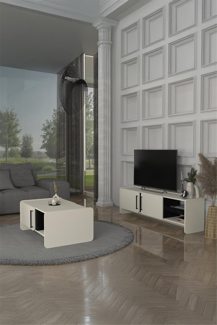 Dekorister Venera Tv Sehpası Kumtaşı - Senkronsiyah 150 cm