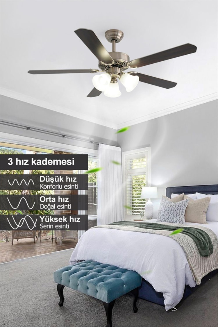 DLC Brısote Mat Krom Tavan Vantilatörü 132cm (DCF-X52140N)