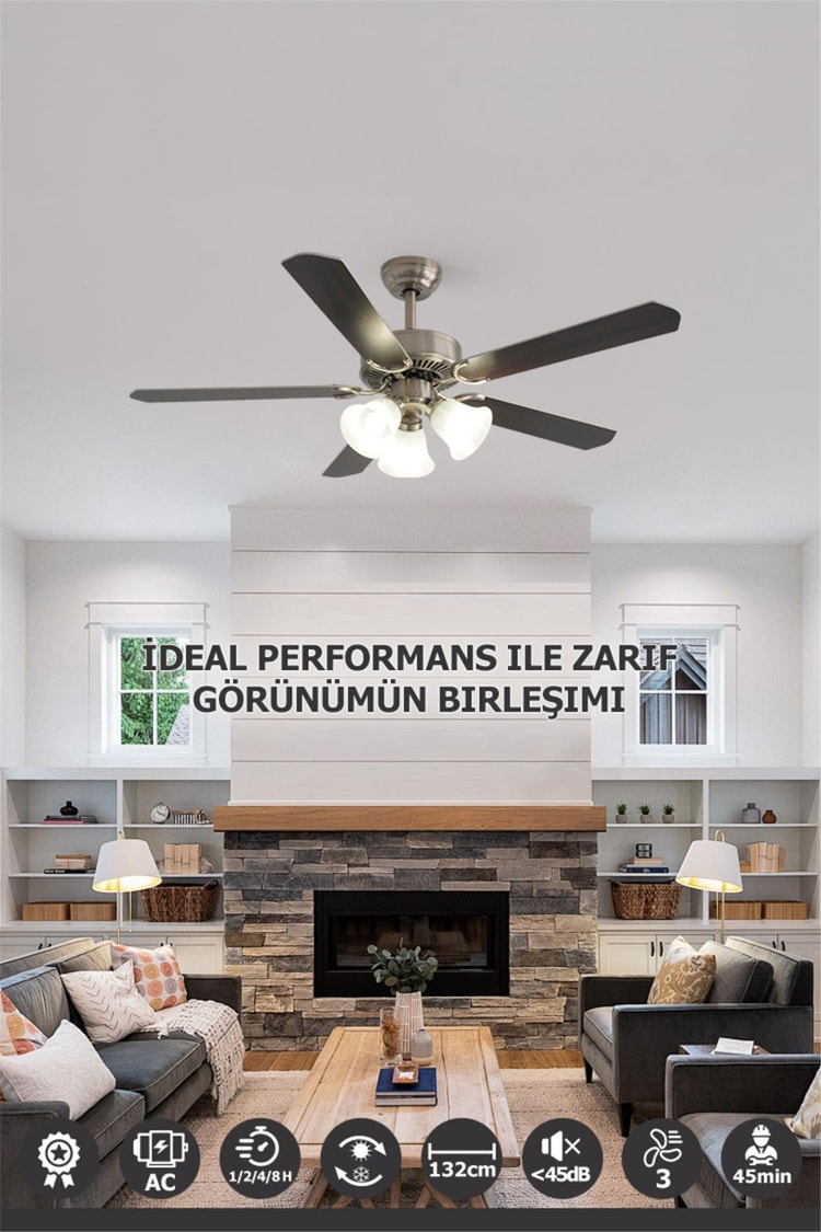 DLC Brısote Mat Krom Tavan Vantilatörü 132cm (DCF-X52140N)