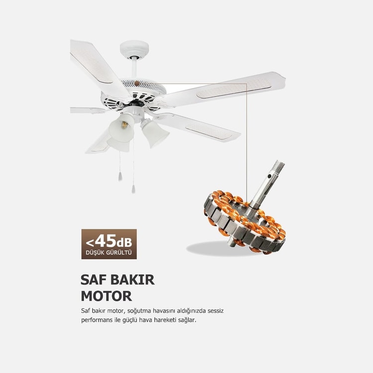 Dlc Karayel Beyaz Tavan Vantilatörü 132 Cm DCF-X52143NB