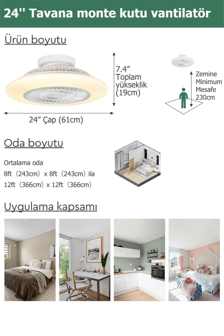 DLC Nord Led Tavan Vantilatörü Beyaz Kumandalı 60 Cm (CMBF-FS6020B)