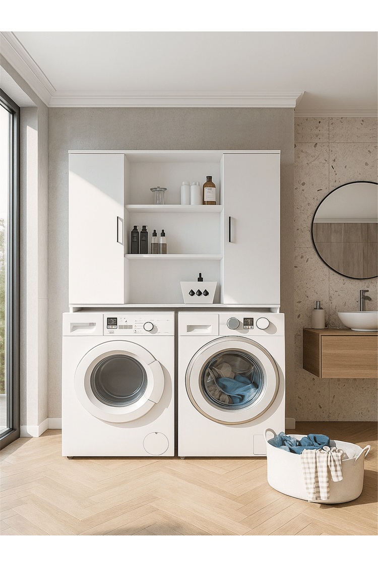 Dorpek Adara 2 Kapaklı Çamaşır ve Kurutma Makinesi Dolabı – Beyaz