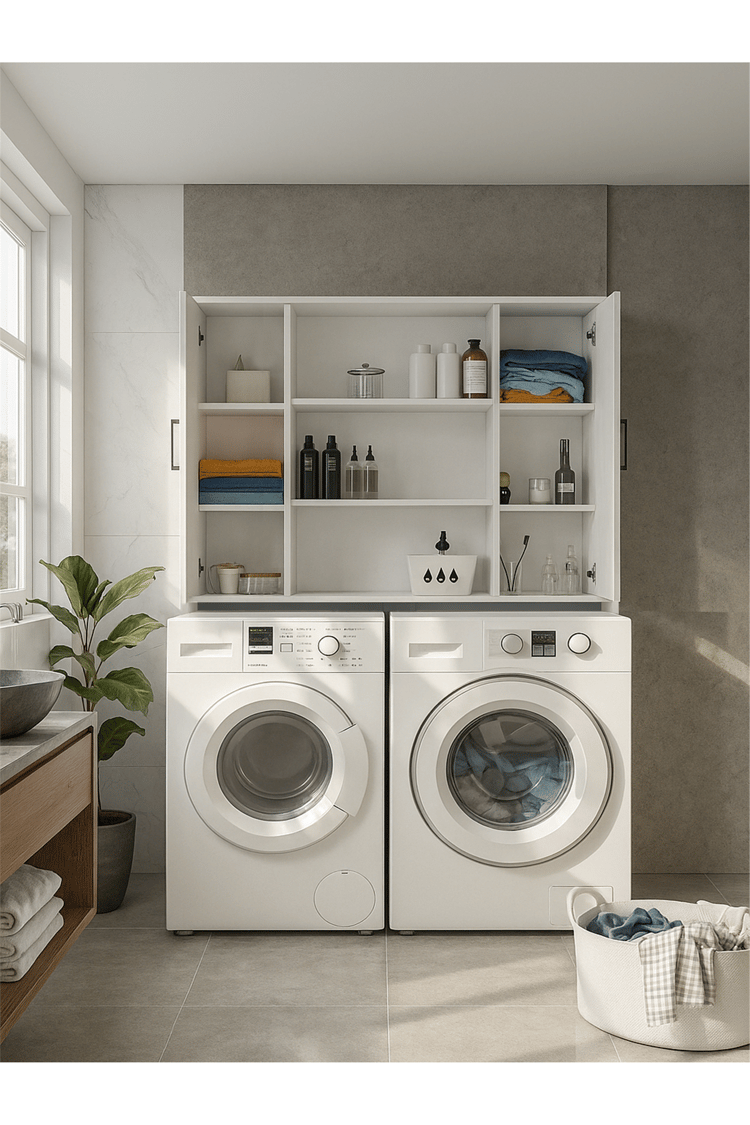 Dorpek Adara 2 Kapaklı Çamaşır ve Kurutma Makinesi Dolabı – Beyaz