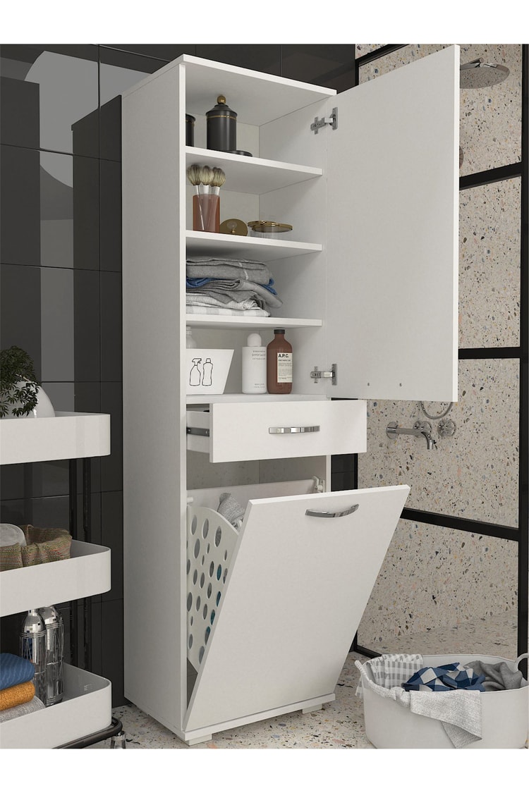 Dorpek Ayris Çok Amaçlı Dolap Kiler Dolabı Mutfak Banyo Dolabı Beyaz