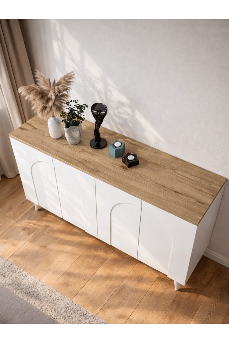 Dorpek Bono Bohem Konsol, TV Ünitesi Konsol & Salon Konsolu 150 cm | Beyaz - Sepet