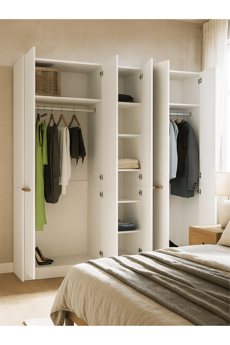 Dorpek Cosmos 5 Kapaklı Aynalı Gardırop 206 cm – Geniş İç Hacimli, Modern Beyaz Dolap
