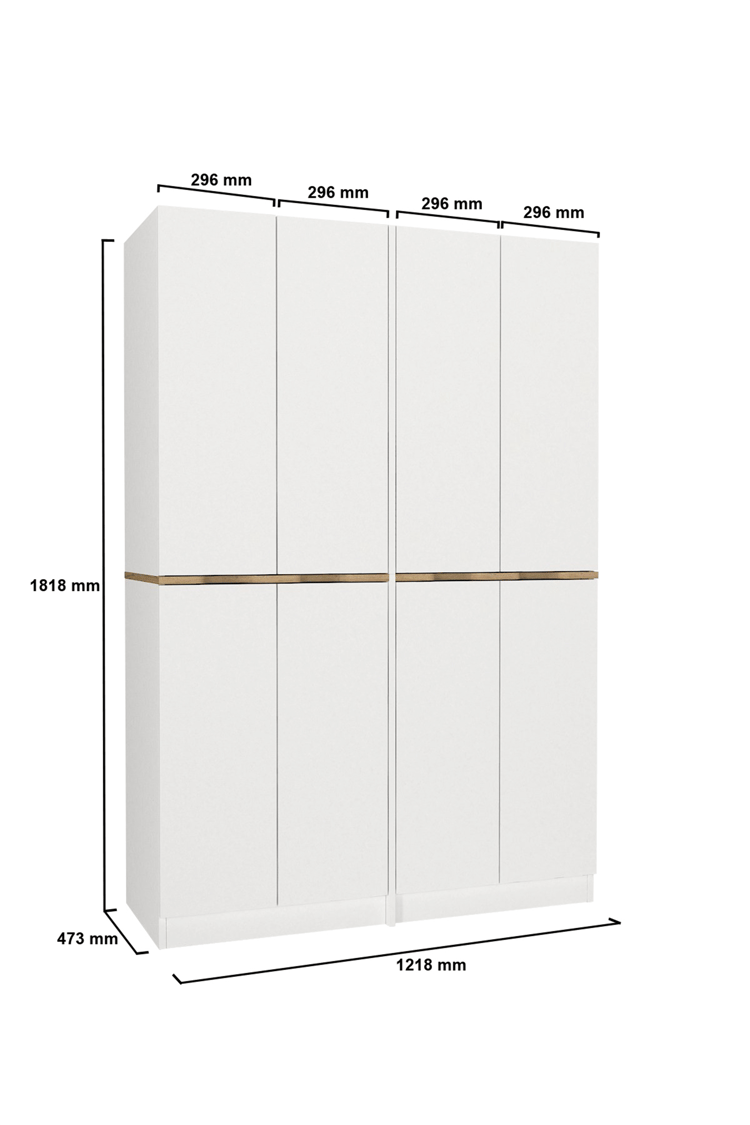 Dorpek Lias 4 Kapaklı Gardırop - 182 cm Y, 122 cm G - Genç Odası ve Yatak Odası Gardırop