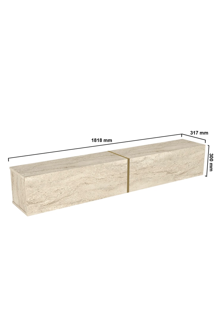 Dorpek Modern Espanse Tv Ünitesi Traverten 180 cm , Modern ve Kolay Kurulum, Gold Detaylı