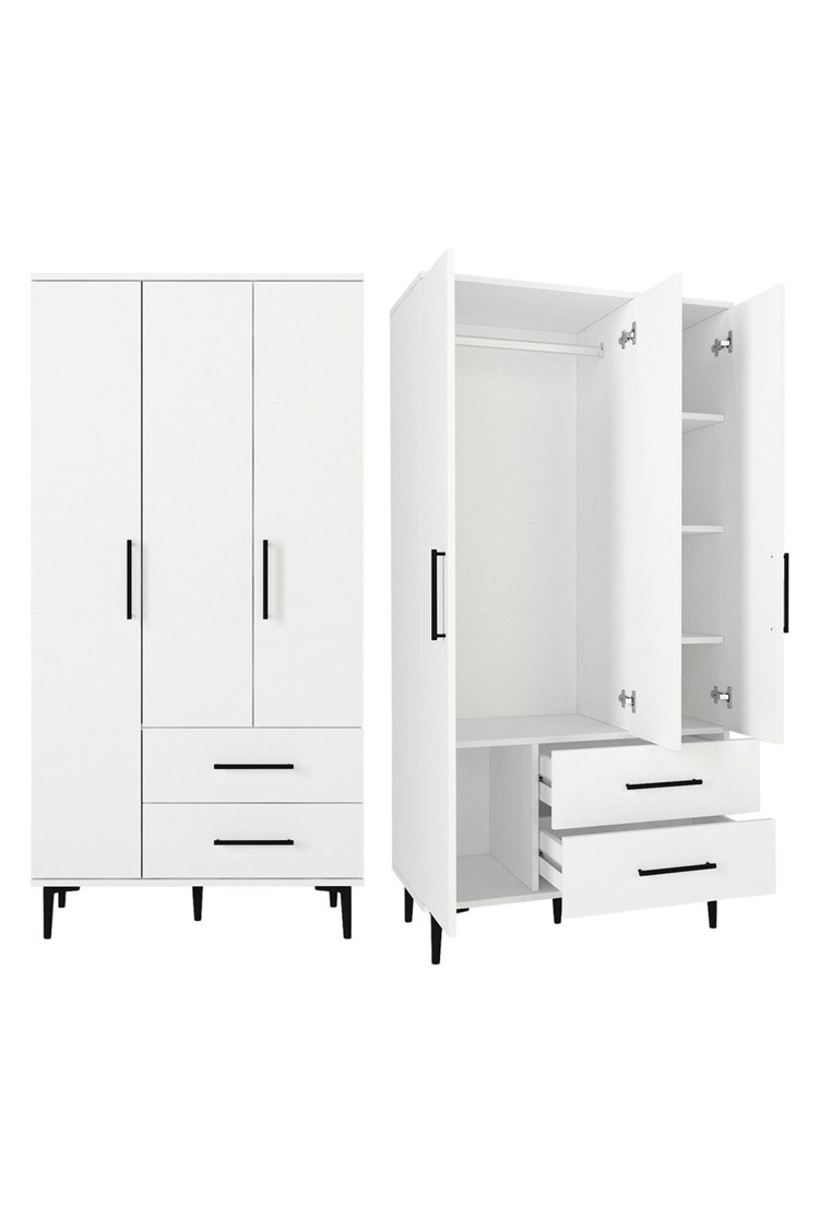 Dorpek Nuna Gardırop 3 Kapaklı 2 Çekmeceli – 180x90 cm Genç ve Yatak Odası Dolabı