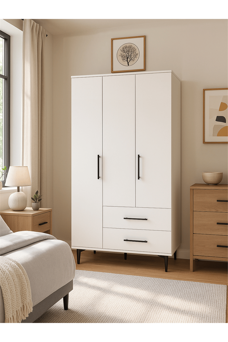 Dorpek Nuna Gardırop 3 Kapaklı 2 Çekmeceli – 180x90 cm Genç ve Yatak Odası Dolabı