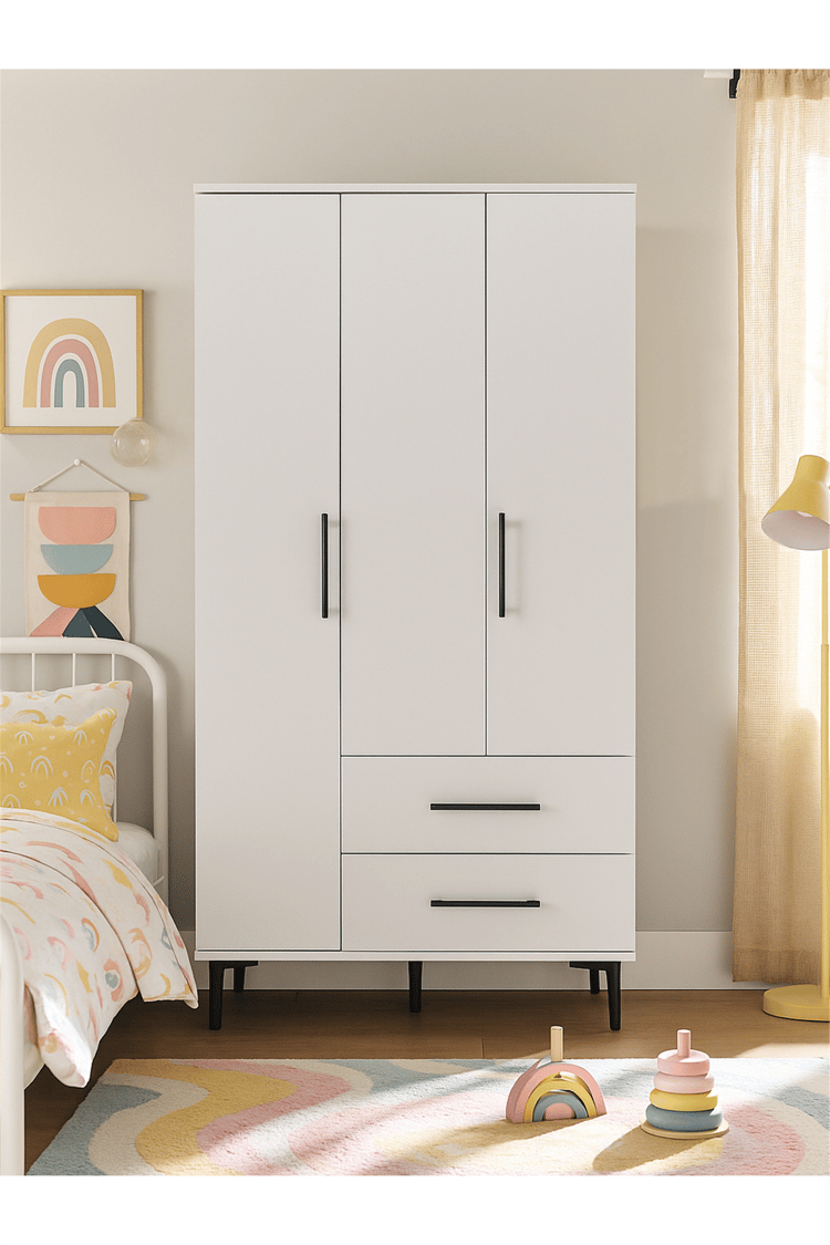 Dorpek Nuna Gardırop 3 Kapaklı 2 Çekmeceli – 180x90 cm Genç ve Yatak Odası Dolabı
