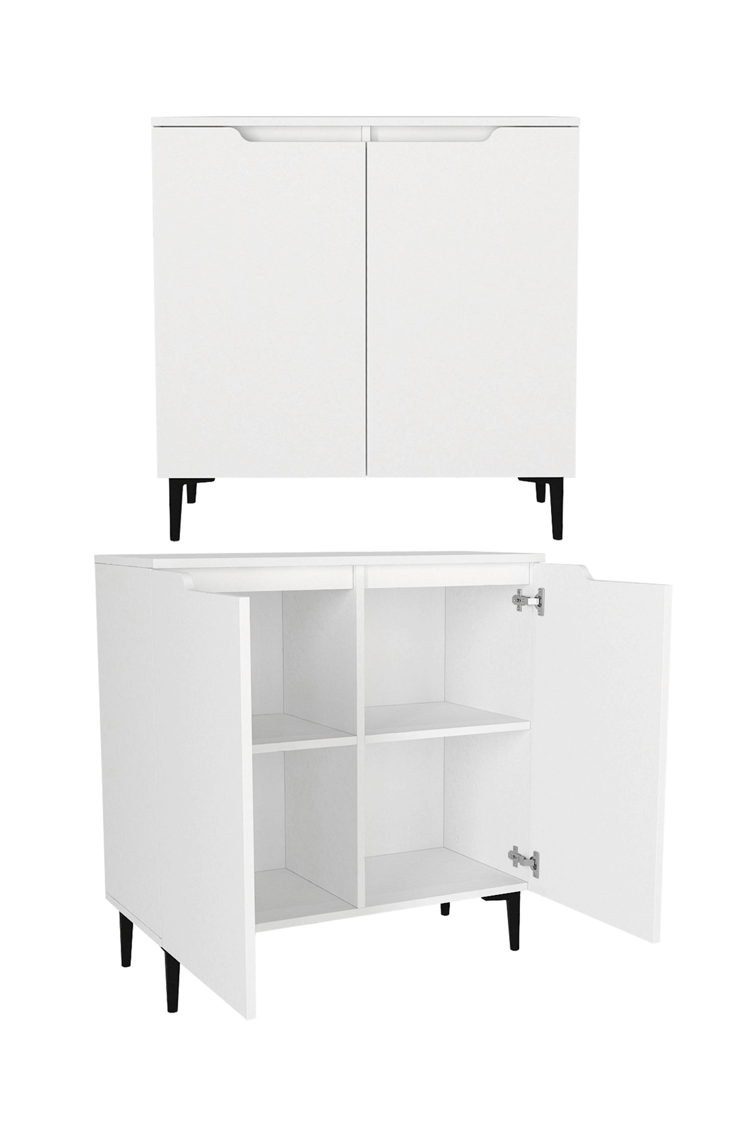 Dorpek Olie 2 Kapaklı Çok Amaçlı Dolap, Erzak Dolabı, Kahve Köşesi Dolabı & Kiler Dolabı 90 cm Beyaz