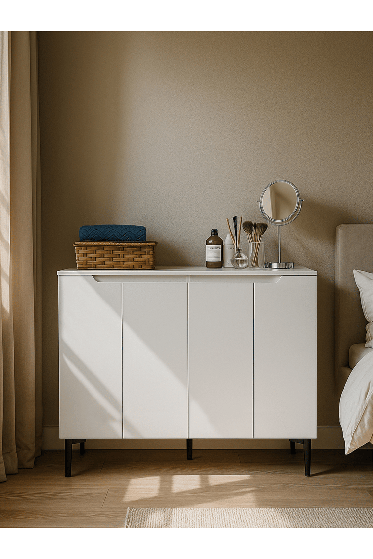 Dorpek Olie 4 Kapaklı Çok Amaçlı Dolap, Erzak Dolabı, Kahve Köşesi Dolabı & Kiler Dolabı 120 cm Beyaz