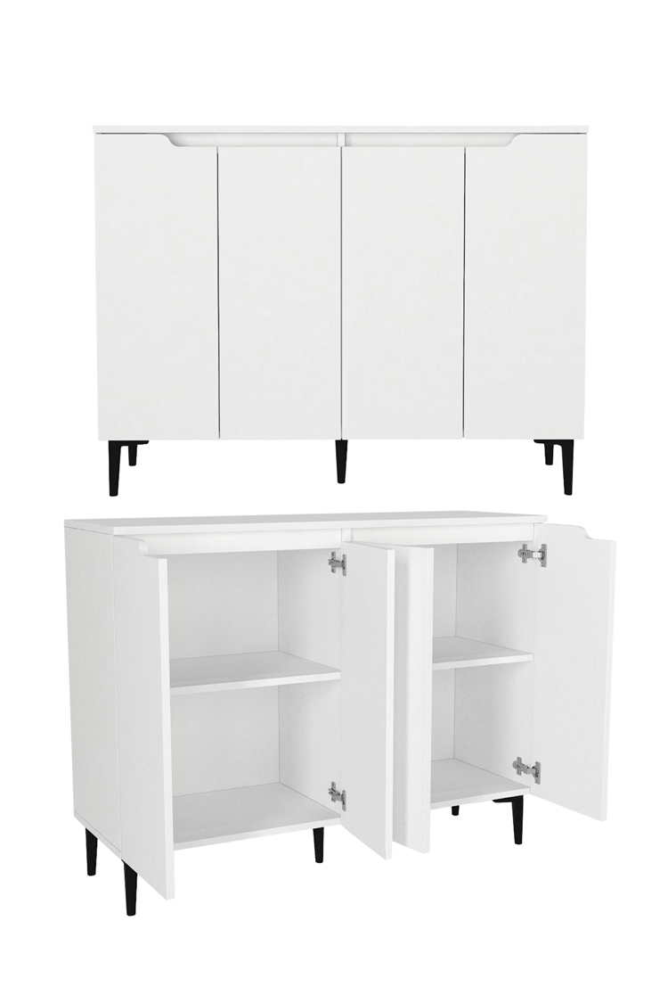 Dorpek Olie 4 Kapaklı Çok Amaçlı Dolap, Erzak Dolabı, Kahve Köşesi Dolabı & Kiler Dolabı 120 cm Beyaz