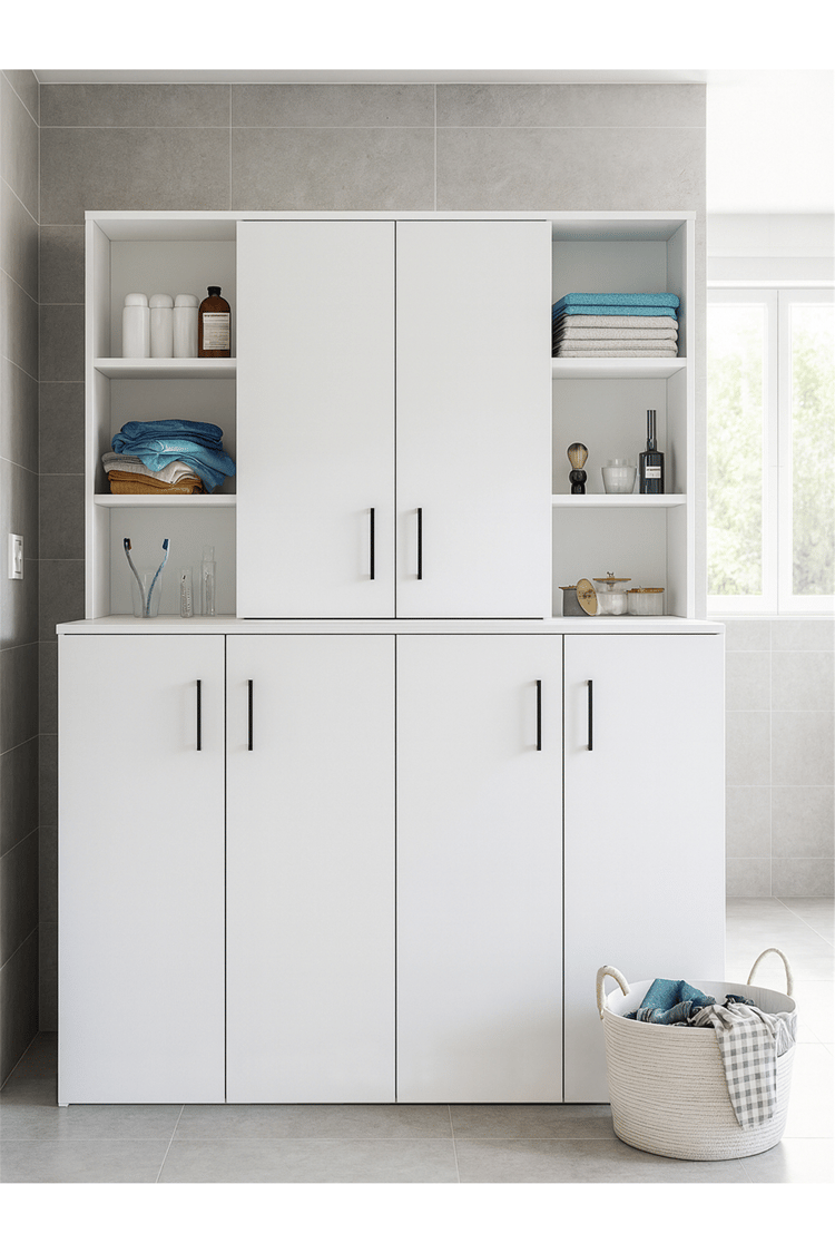 Dorpek Sanda Çamaşır ve Kurutma Makinesi Dolabı, Çok Amaçlı Banyo Dolabı, Çamaşır Makinesi Dolabı | Beyaz