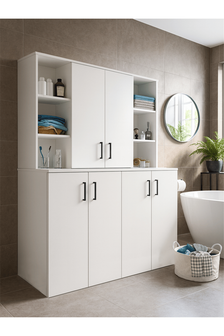 Dorpek Sanda Çamaşır ve Kurutma Makinesi Dolabı, Çok Amaçlı Banyo Dolabı, Çamaşır Makinesi Dolabı | Beyaz