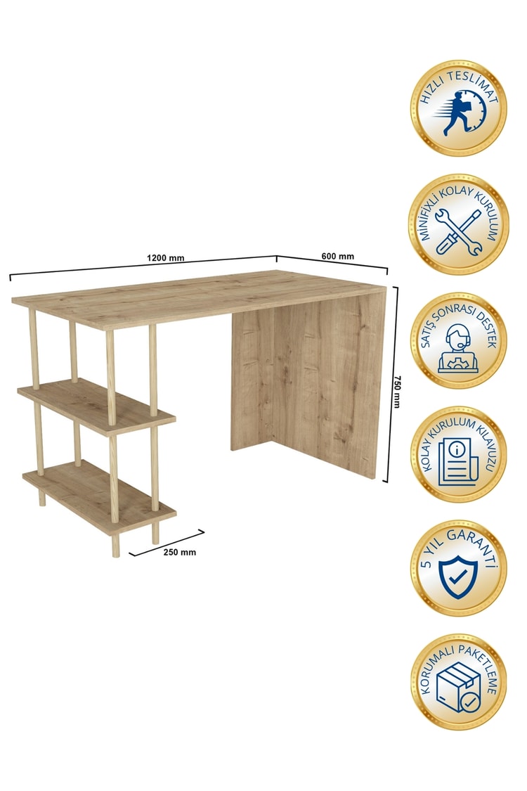 Dorpek Tamira Çalışma Masası Safir – 120 cm, Modern İskandinav Tasarım, Ev & Ofis İçin Şık Çalışma Ünitesi