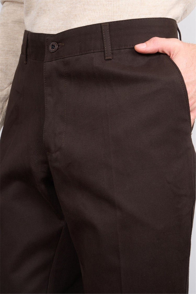 Erpant 1 Kahverengi Erkek Pamuk Gabardin Regular Pantolon