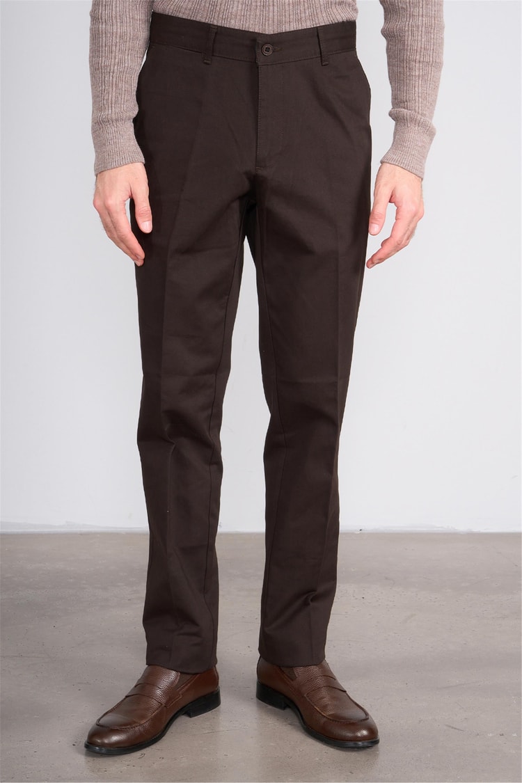 Erpant 1 Kahverengi Erkek Pamuk Gabardin Regular Pantolon