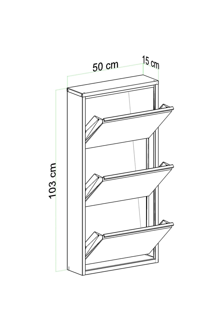 Evdemo 3 Kapaklı Metal Ayakkabılık Siyah