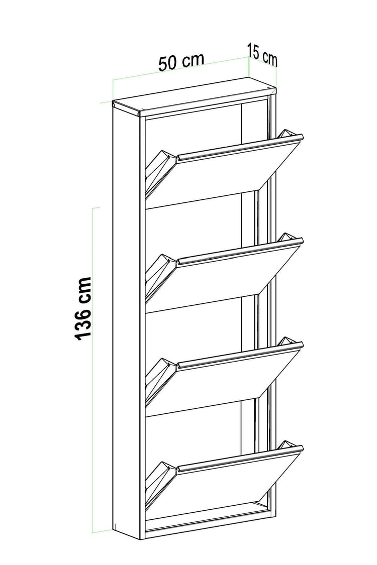 Evdemo 4 Kapaklı Metal Ayakkabılık Antrasit