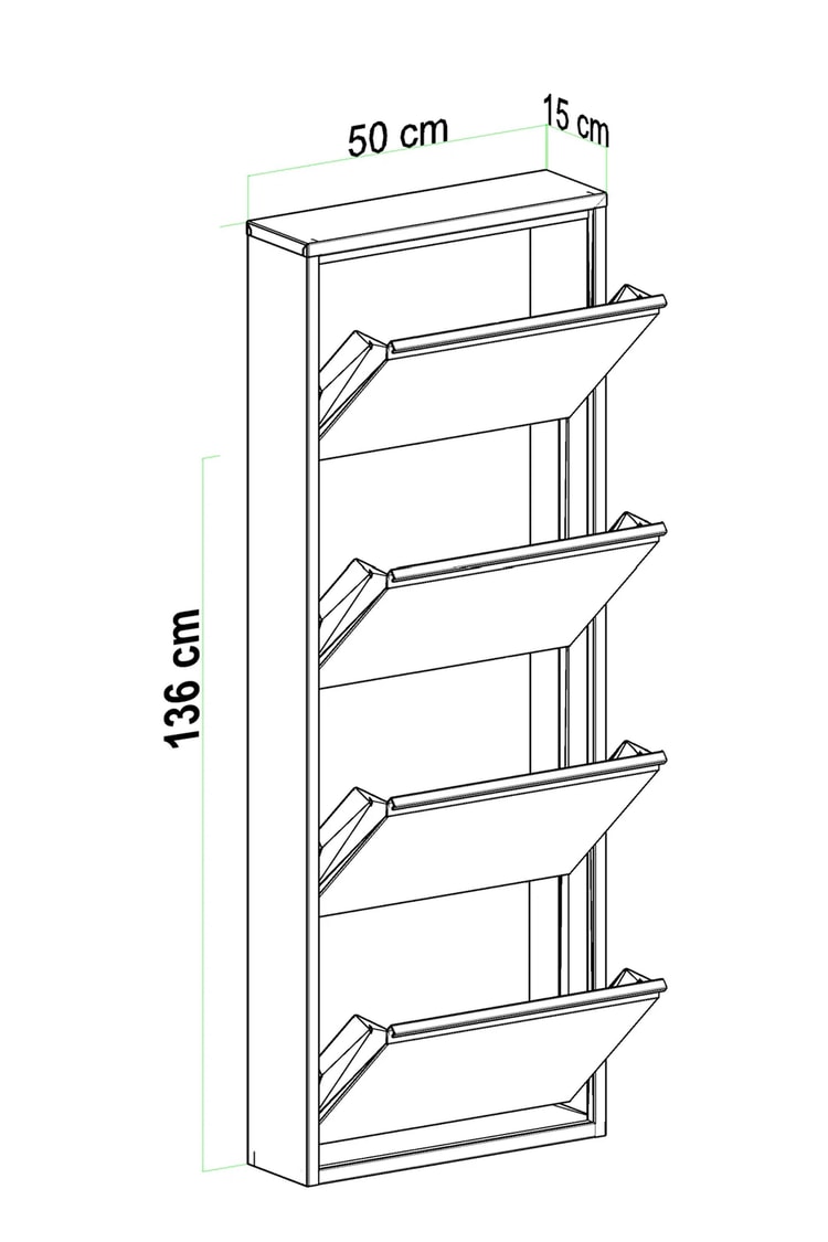 Evdemo 4 Kapaklı Metal Ayakkabılık Siyah