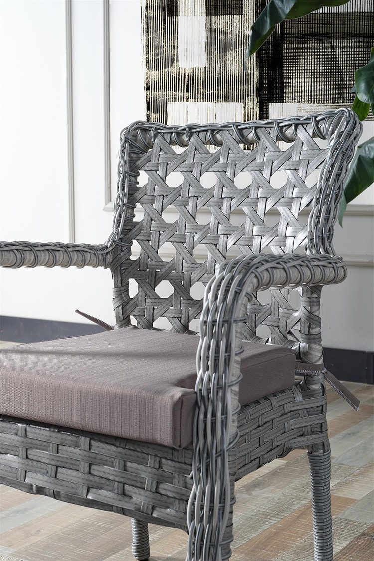 Evdemo Ayaz 2 Kişilik Rattan Bahçe Balkon Mutfak Masa Takımı Açık Gri
