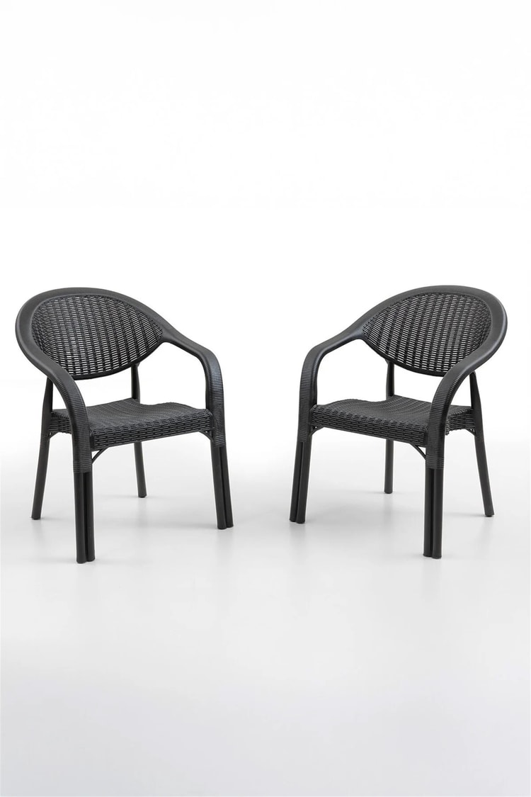 Evdemo Bamboo 2 Kişilik Rattan Masa Sandalye Takımı Siyah
