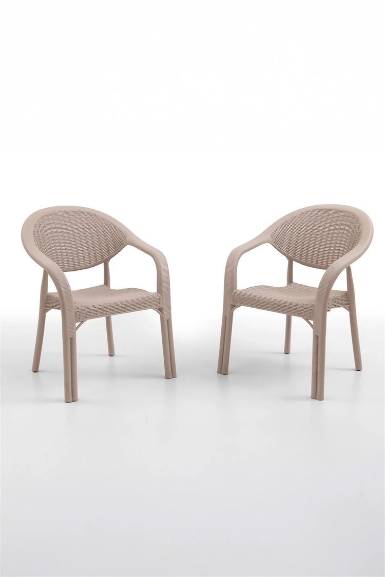 Evdemo Bamboo 2'li Rattan Sandalye Cappuccino