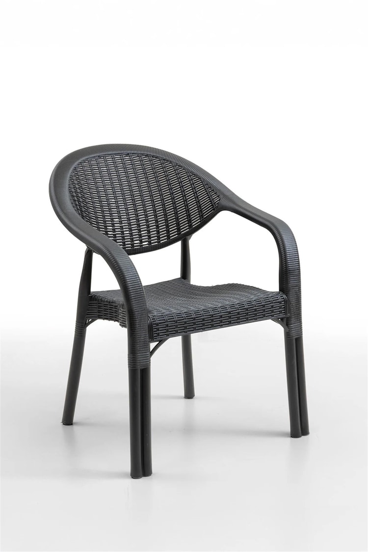 Evdemo Bamboo 4'lü Rattan Sandalye Siyah