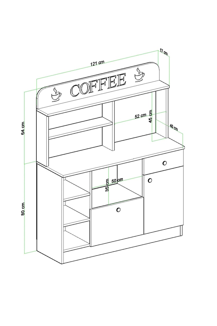 Evdemo Barista Kahve Köşesi Çok Amaçlı Dolap Beyaz