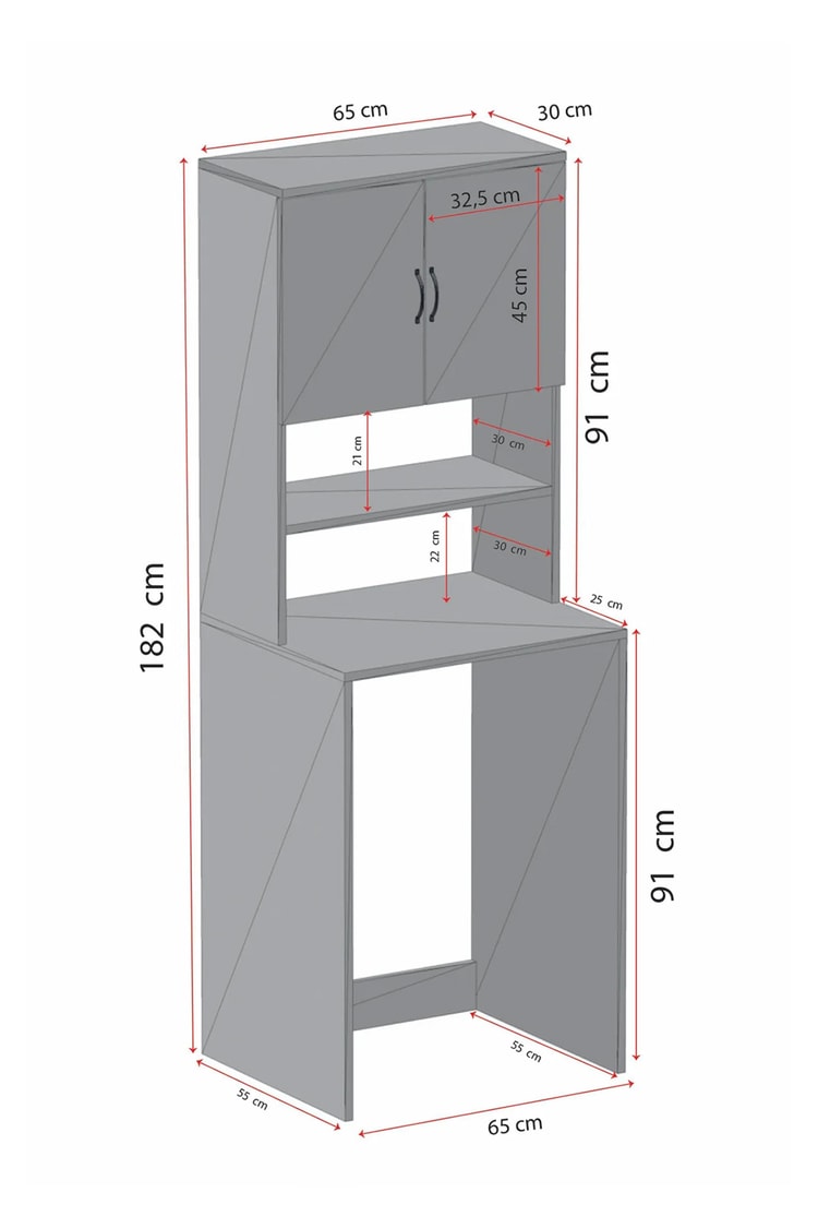 Evdemo Çamaşır Makinesi Üstü Banyo Dolabı Rafı Beyaz