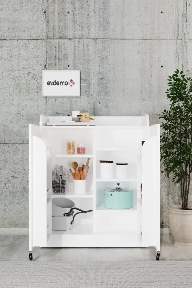 Evdemo Derin 2 Kapaklı Erzak Kiler Dolabı Beyaz