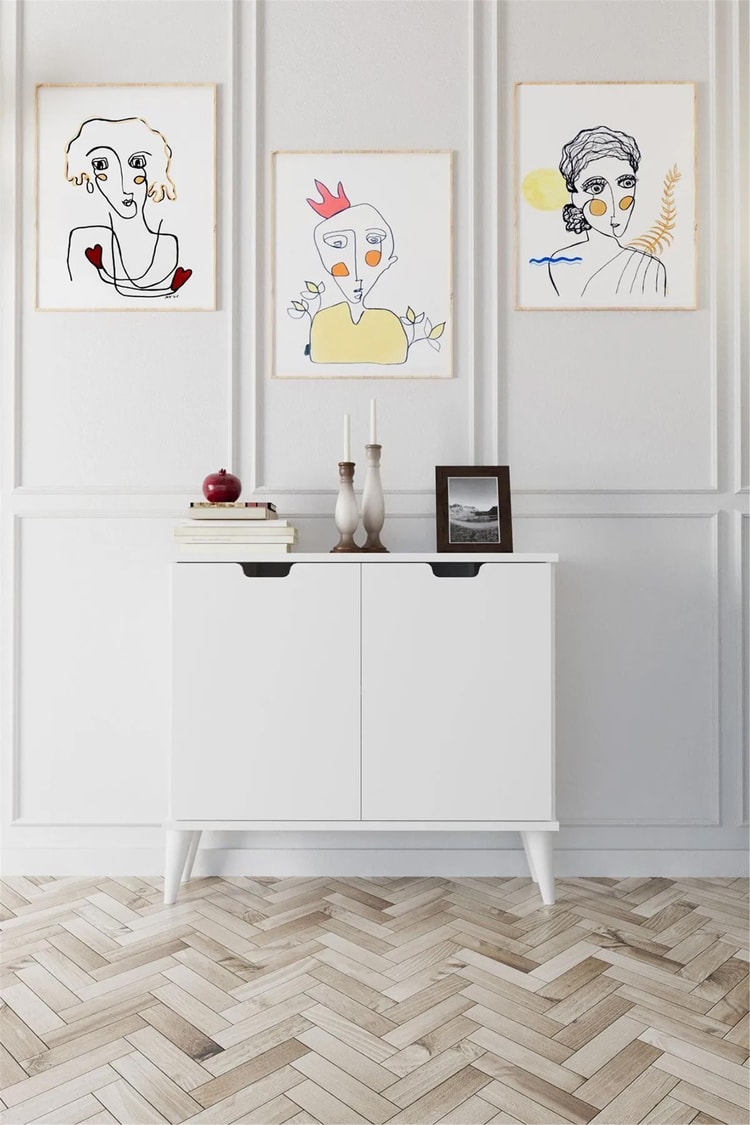 Evdemo Elegant 2 Kapaklı Dekoratif Konsol Beyaz