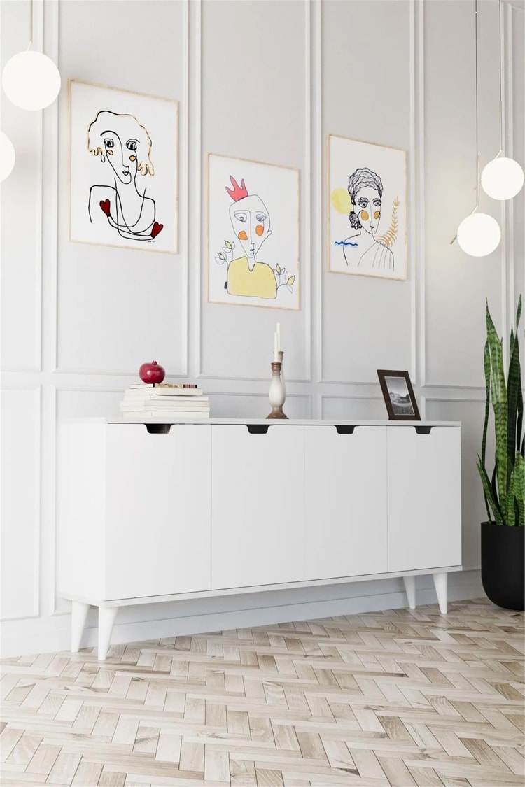 Evdemo Elegant 4 Kapaklı Dekoratif Konsol Beyaz