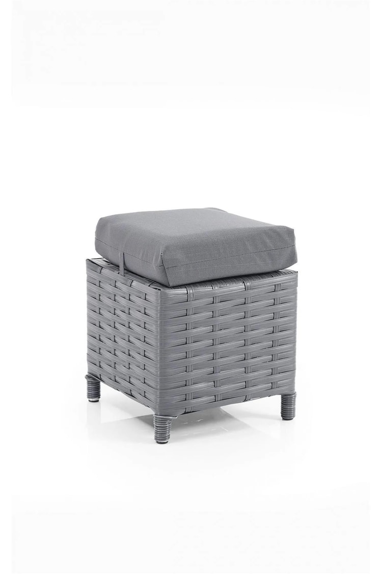 Evdemo Eren Rattan Puflu Bahçe Balkon Takımı 3+1+1 Antrasit